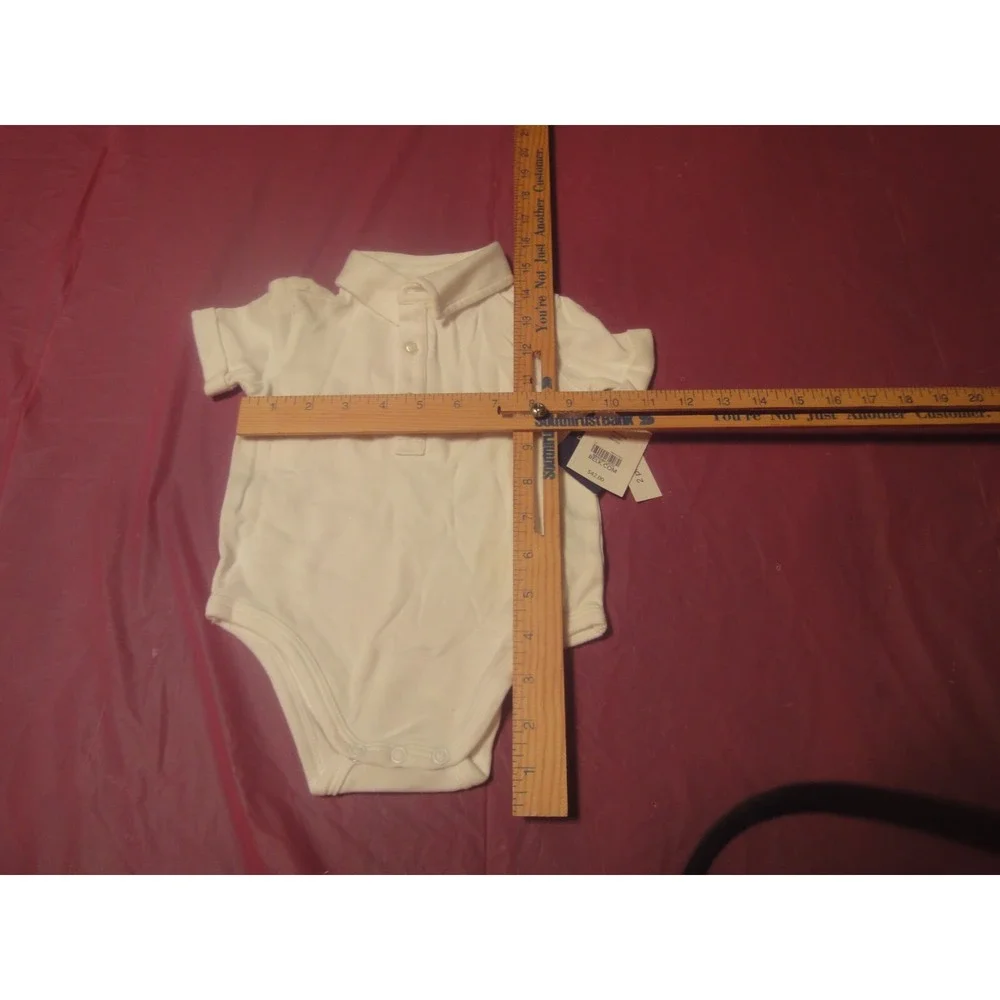 Crown & Ivy baby one piece 6 months white short sleeve polo‎ style NWT